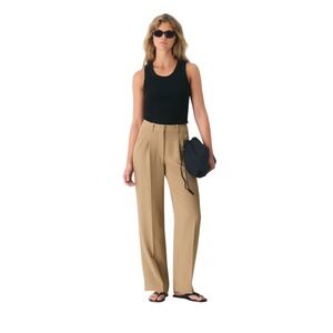 Aritzia Tan Wide-Leg Trousers